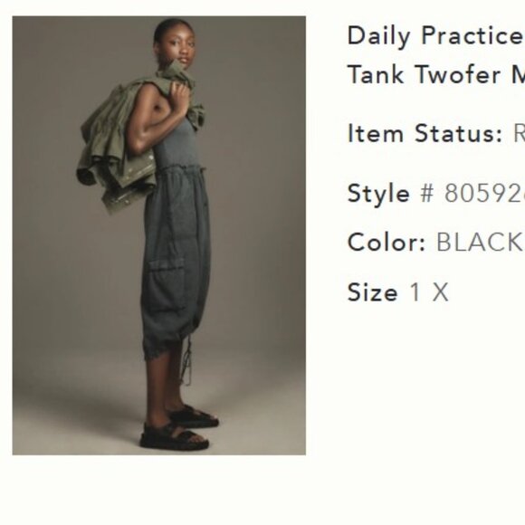 Anthropologie - Daily Practice High-Neck Tank Twofer Midi Dress - XL - Gray - Picture 1 of 4